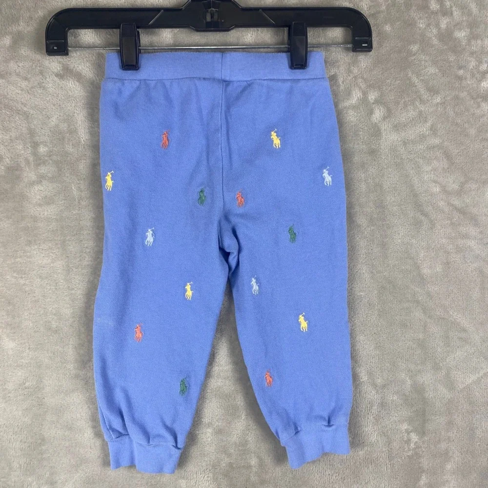 Ralph Lauren Baby‎ Pants 24M Blue Multi Pony Logo Embroidered Joggers